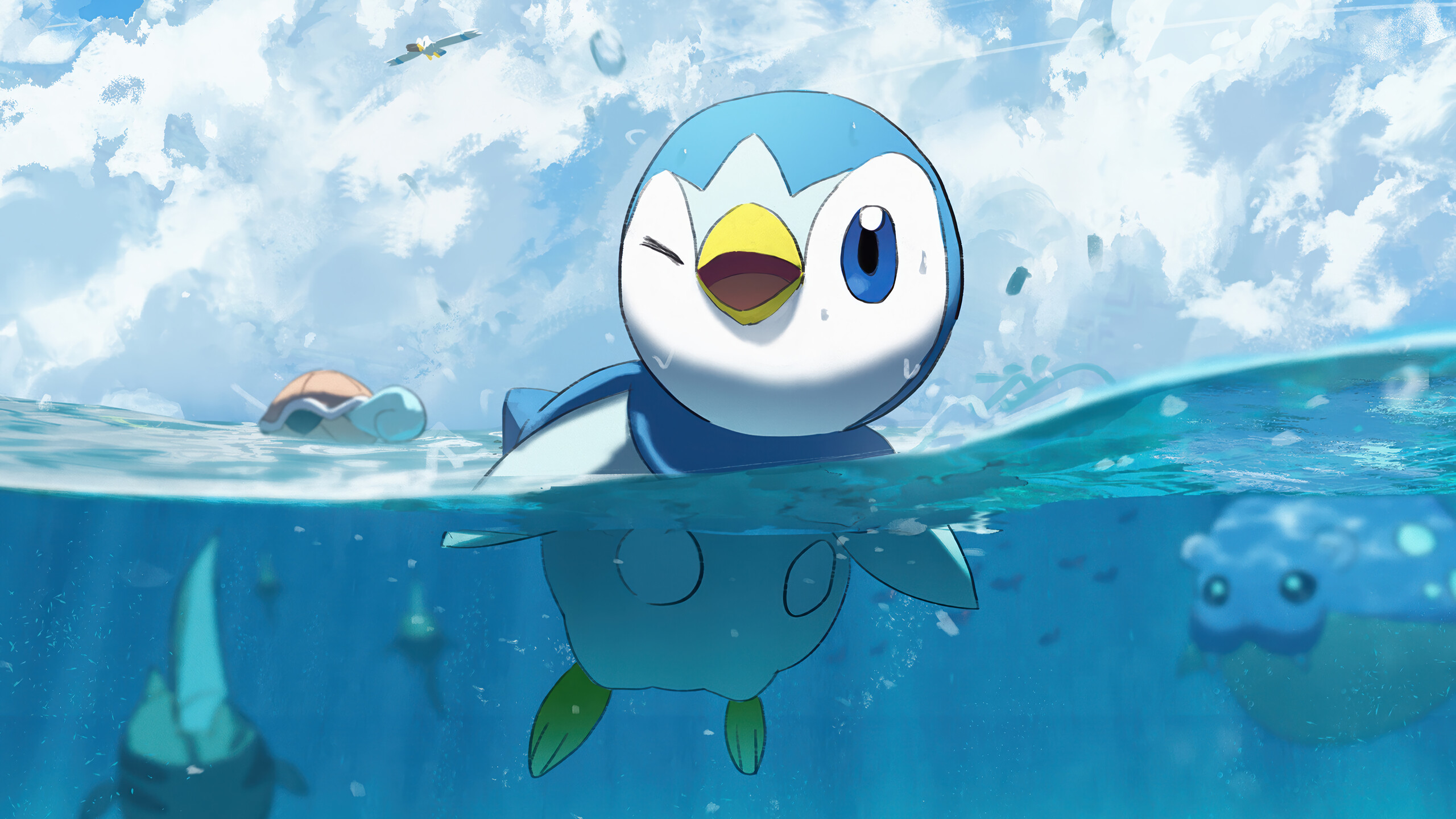 Piplup swimming